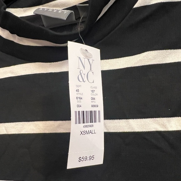 NY&Co soho street Black & White Striped Mock Neck Dress - Picture 5 of 5